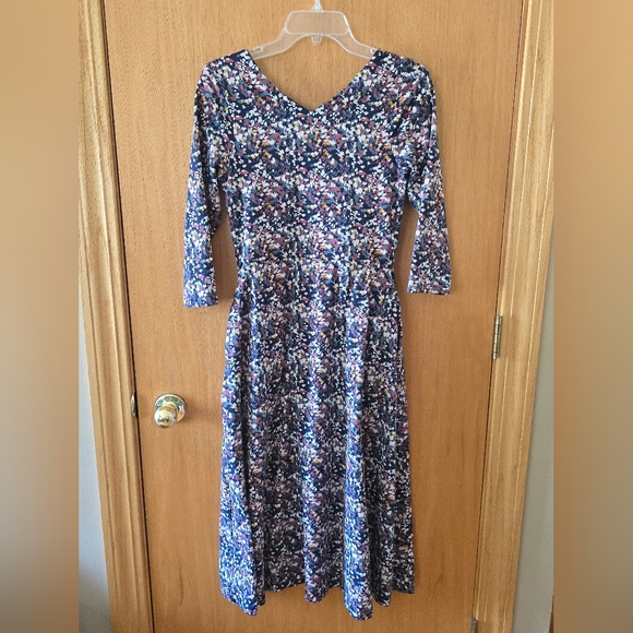 Pact A-Line V-Neck Fit & Flare floral Dress women’s Medium - Picture 5 of 5